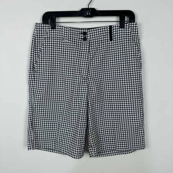 Nike Golf Black & White Hounds tooth bermuda athletic shorts activewear - Picture 1 of 6